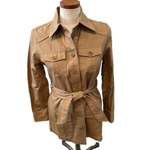 LL Bean Classic Tan Belted Utility Jacket 4